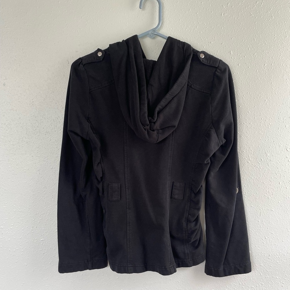Vanity Black Utility Jacket with Hood - Picture 2 of 5